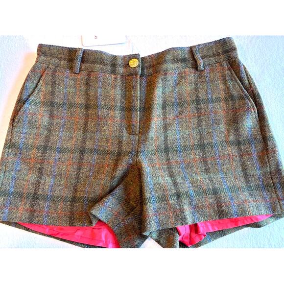 Made in PORTUGAL BOAST, Hand Woven Wool Plaid Shorts Fully Lined  4 Pockets 10 - Picture 5 of 8